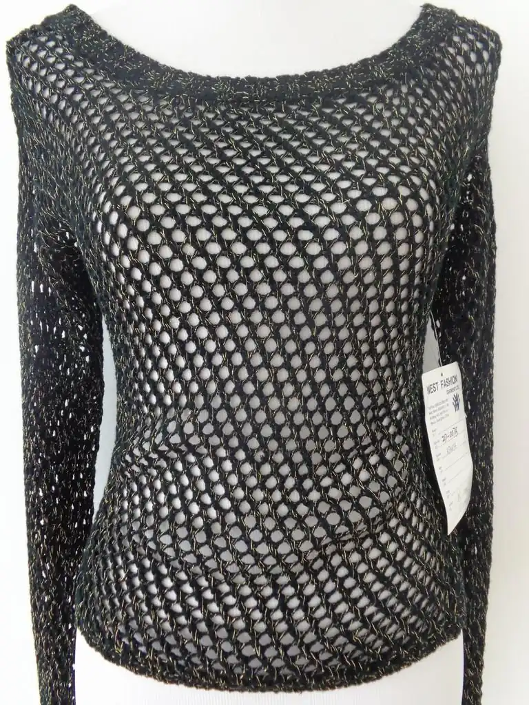 ZD0075 women's knitted sweater in 85% cotton, 15% lurex