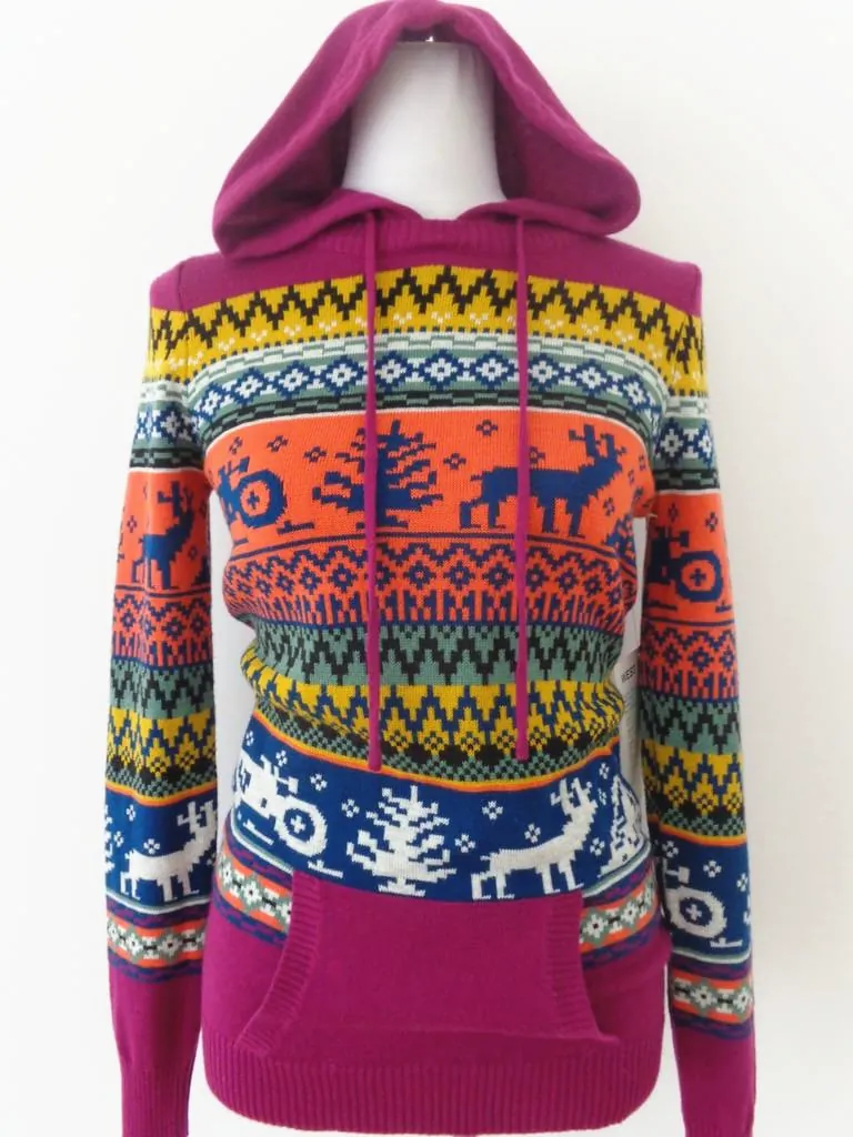 ZD0083 women's knitted sweater in 55% polyester, 20% nylon, 20% acrylic, 5% wool