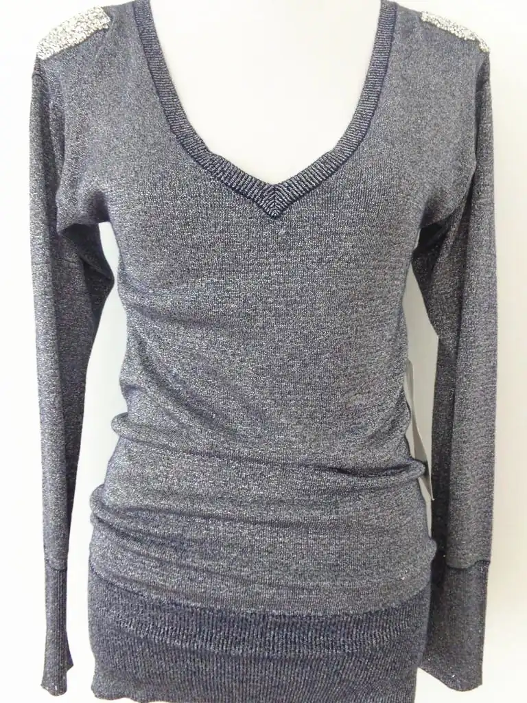 ZD0135 women's knitted sweater in 90% cotton, 10% lurex