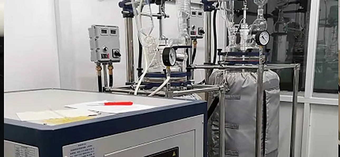 Insulated jacketed glass reactor in the WesynTech pilot plant