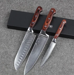 3pcs Wood Handle Chef Knife Set — Knife item WK0196 from Winifer