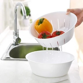 Plastic double layer fruit and vegetable drip drain tray — Kitchen Helper item WK0062 from Winifer