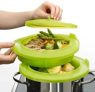 2 layers Silicone Steamer WK0067
