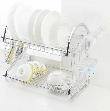 2 Tier Dish Cutlery Cup Drainer Rack Drip Tray WK0162