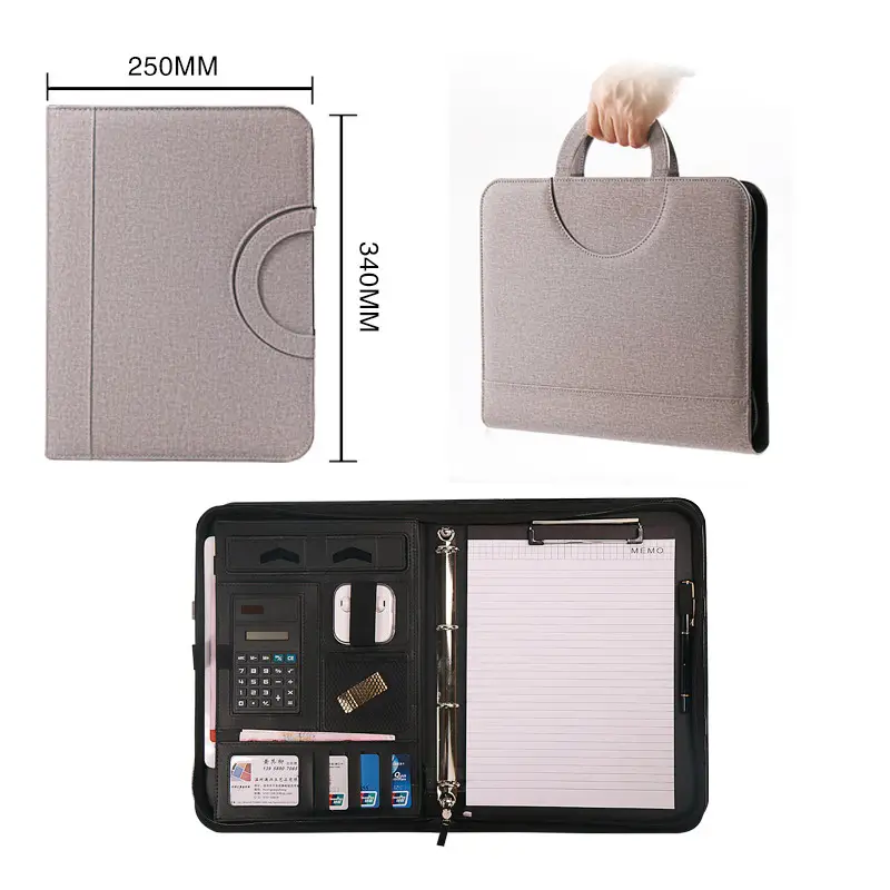 A4 zipper portfolios with phone holder WJJ303