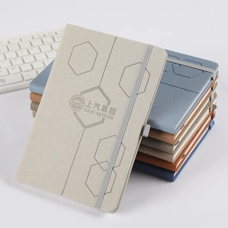A5 PU lined notebook with band WN1102