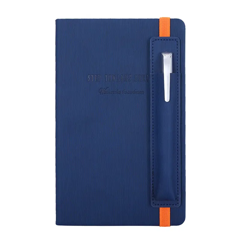 A5 stripe notebook with band pen holder TX301