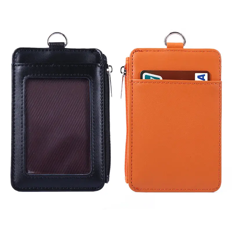 leather ID badge holder with zipper WNKT202