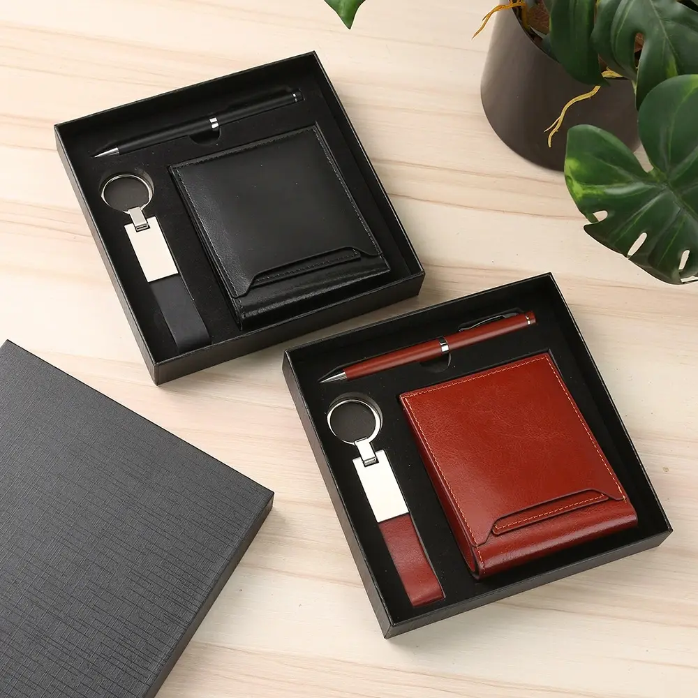 Metal Pen, Keychain & Wallet 3-in-1 Gift Box | Perfect Corporate Gift for Global Professionals TZ631
