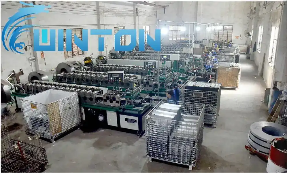 Packing area with finished goods in wire stillages
