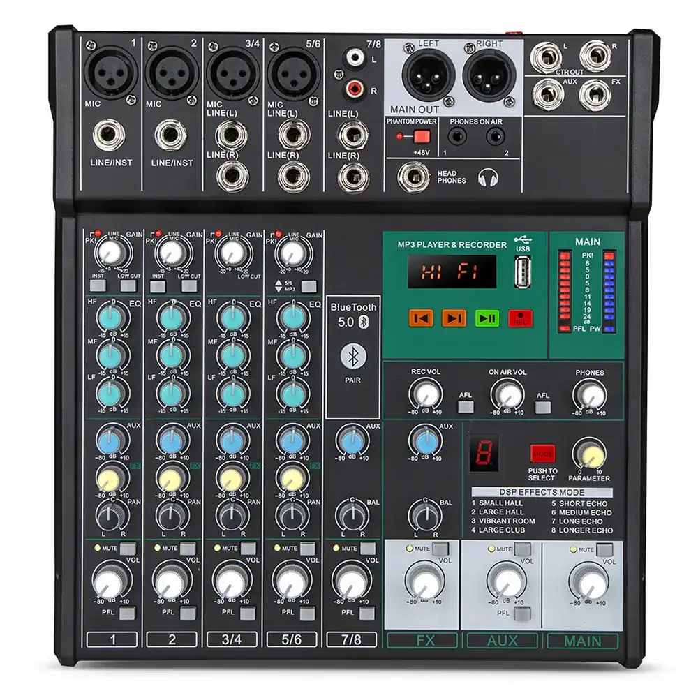 Weymic AR8 five-channel mini DJ mixer with Bluetooth and USB