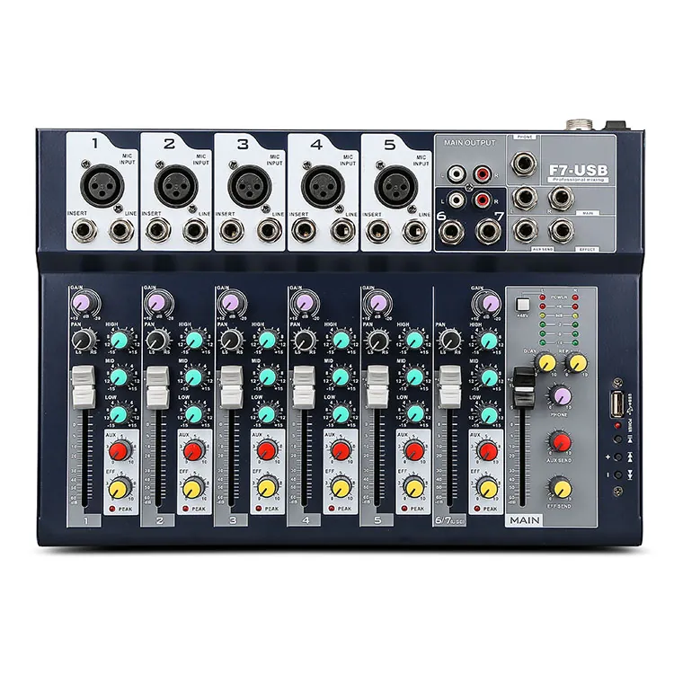 F7-USB 7-Input Compact Stereo Mixer With Effects