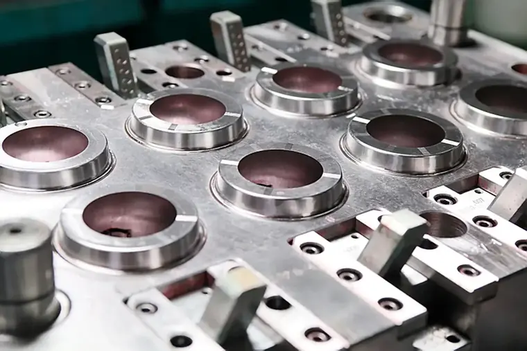 Machined and polished mould base with finished cavities ready for fitting