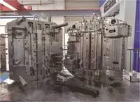 Large steel injection mould assembly standing in the tool room