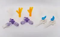 Moulded medical Y-connectors, stopcocks and luer fittings in several colours