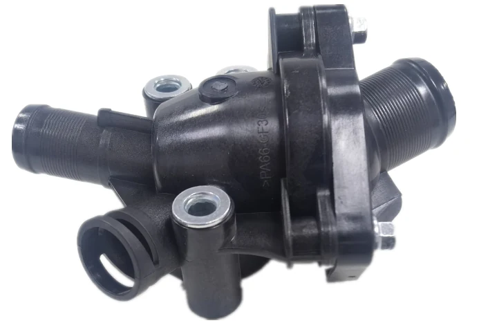 Thermostat Assembly for Volvo 6M5G9K478AB for Volvo, thermostat housing assembly shown on a white background