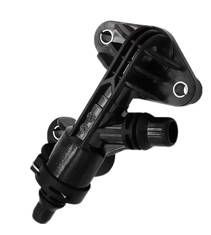 Coolant Thermostat Housing Assembly for BMW 17217599546 for BMW, thermostat housing assembly shown on a white background
