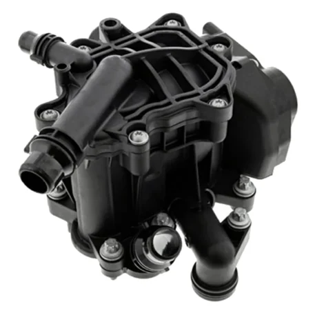 Coolant Thermostat Housing Assembly for BMW 11537586783 for BMW, thermostat housing assembly shown on a white background