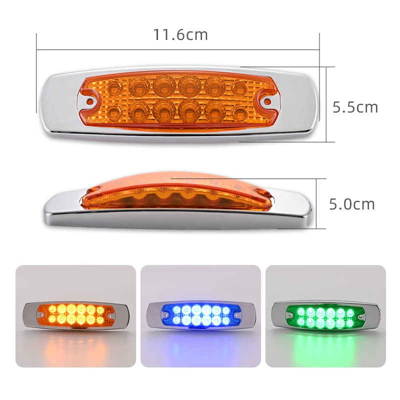 12 LED chromed bezel side marker light for truck - mounting side