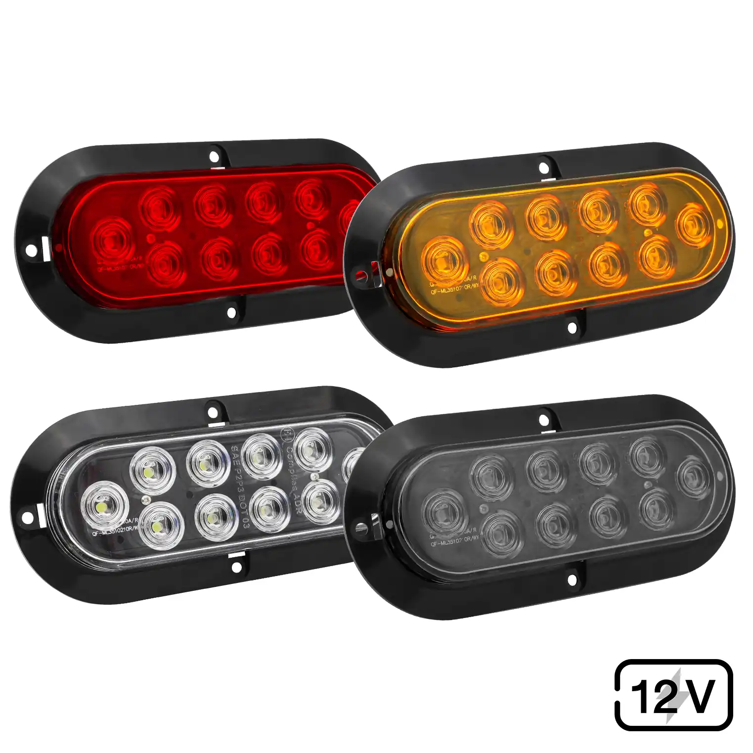 6 inch oval F3 Piranha 10 LED trailer stop turn tail light - product photo