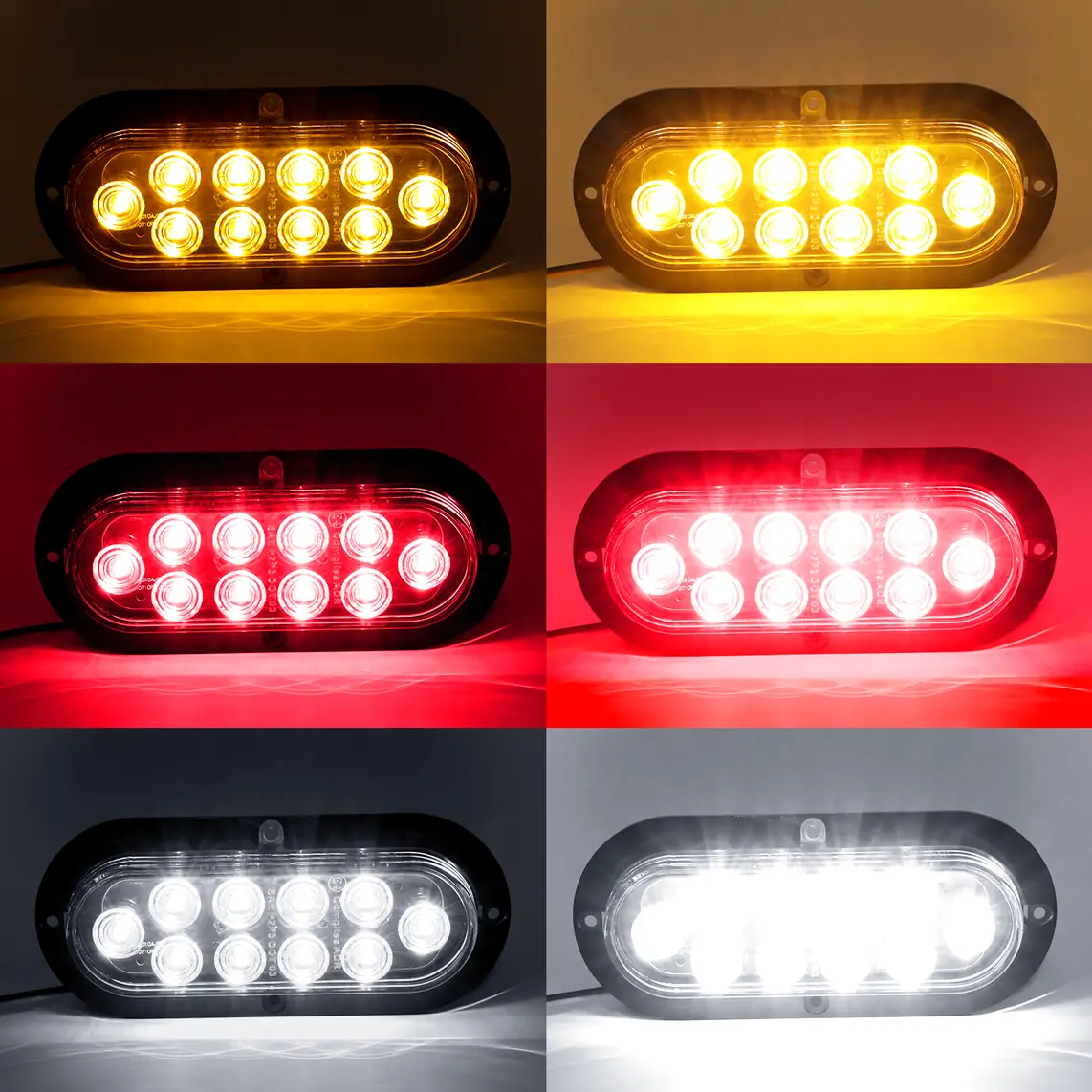 6 inch oval F3 Piranha 10 LED trailer stop turn tail light - mounting side
