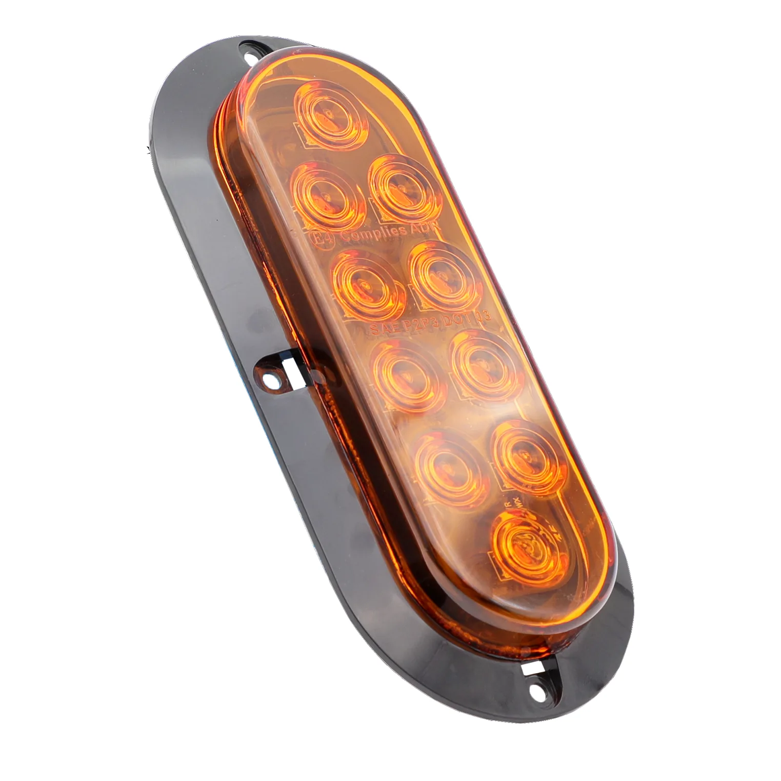 6 inch oval F3 Piranha 10 LED trailer stop turn tail light - lens detail