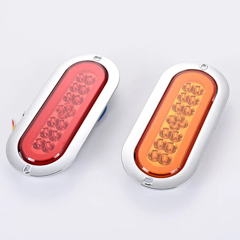 6 inch oval 16 LED stop turn tail light with multi functions - angled view