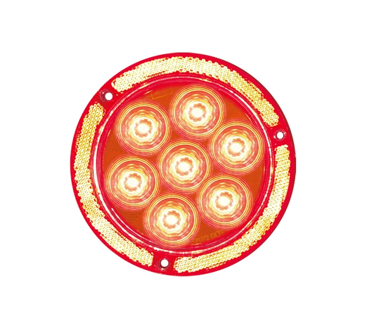7 LED round truck tail lamp with reflective bezel - product photo
