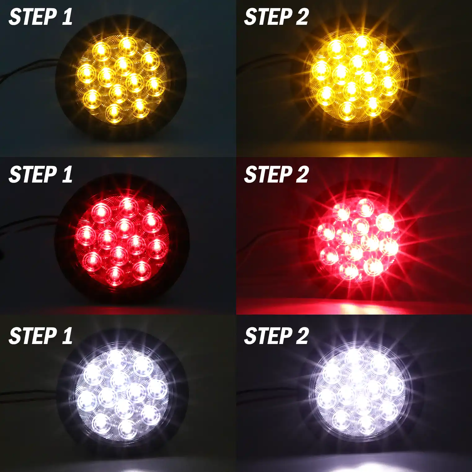 Chromed bezel F3 Piranha 12 LED truck tail lamp - lens detail