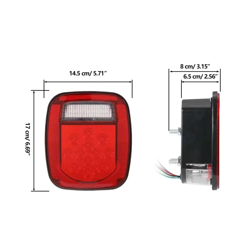 Double colours 39LED stop turn reverse tail light for Jeep Wrangler - angled view