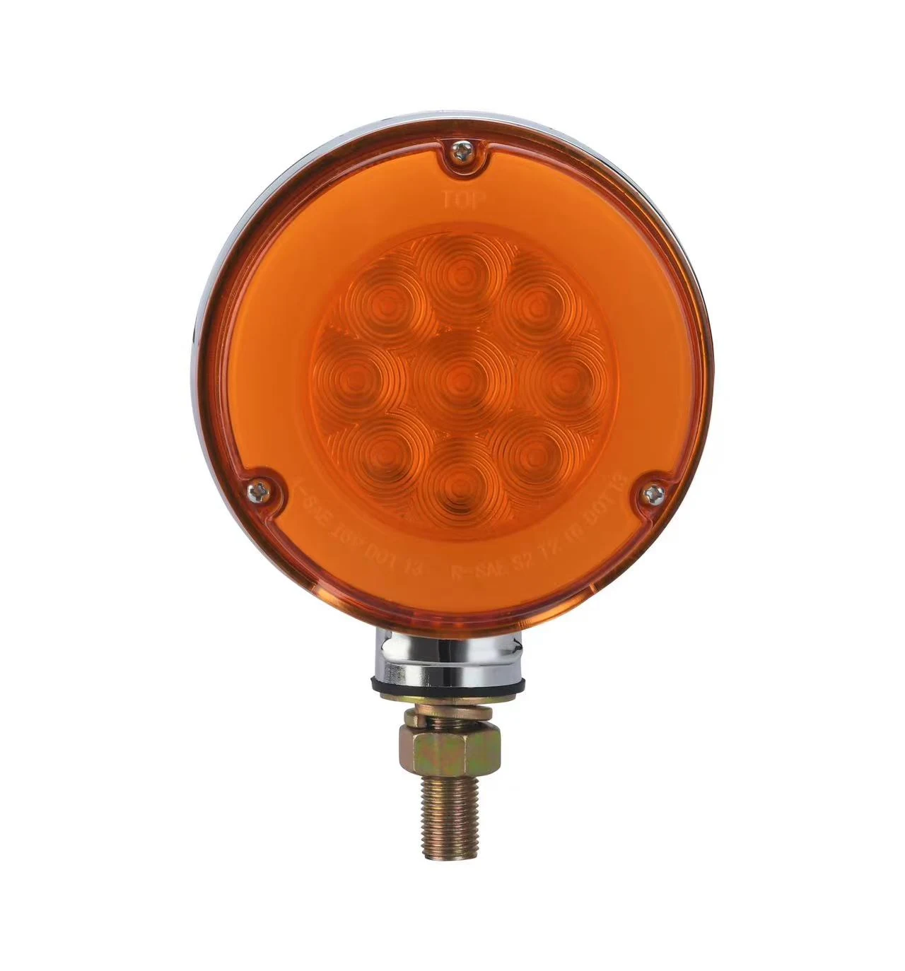 Dual face round LED side marker lamp for trucks - angled view