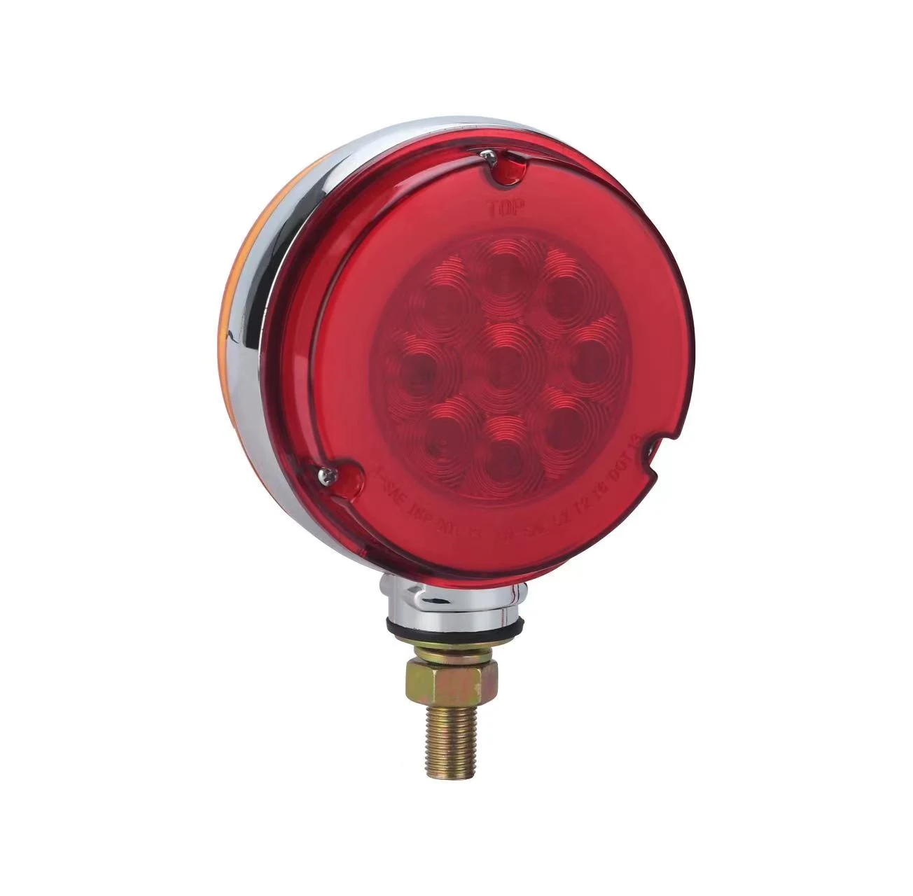 Dual face round LED side marker lamp for trucks - mounting side
