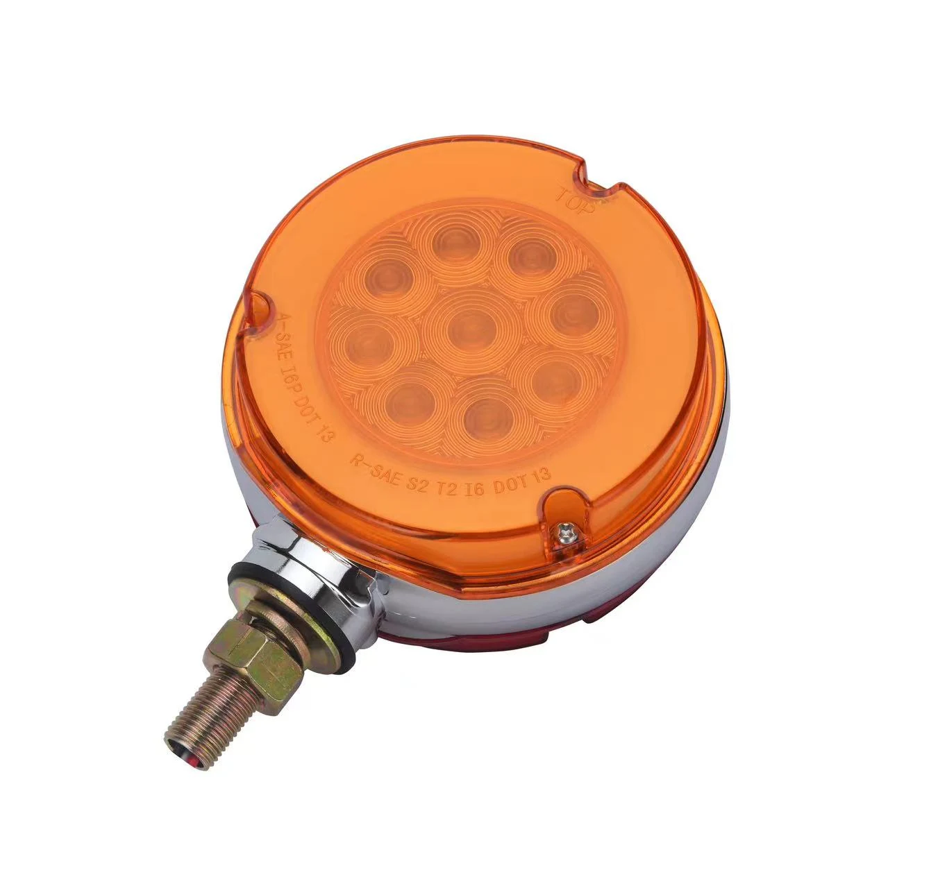 Dual face round LED side marker lamp for trucks - lens detail