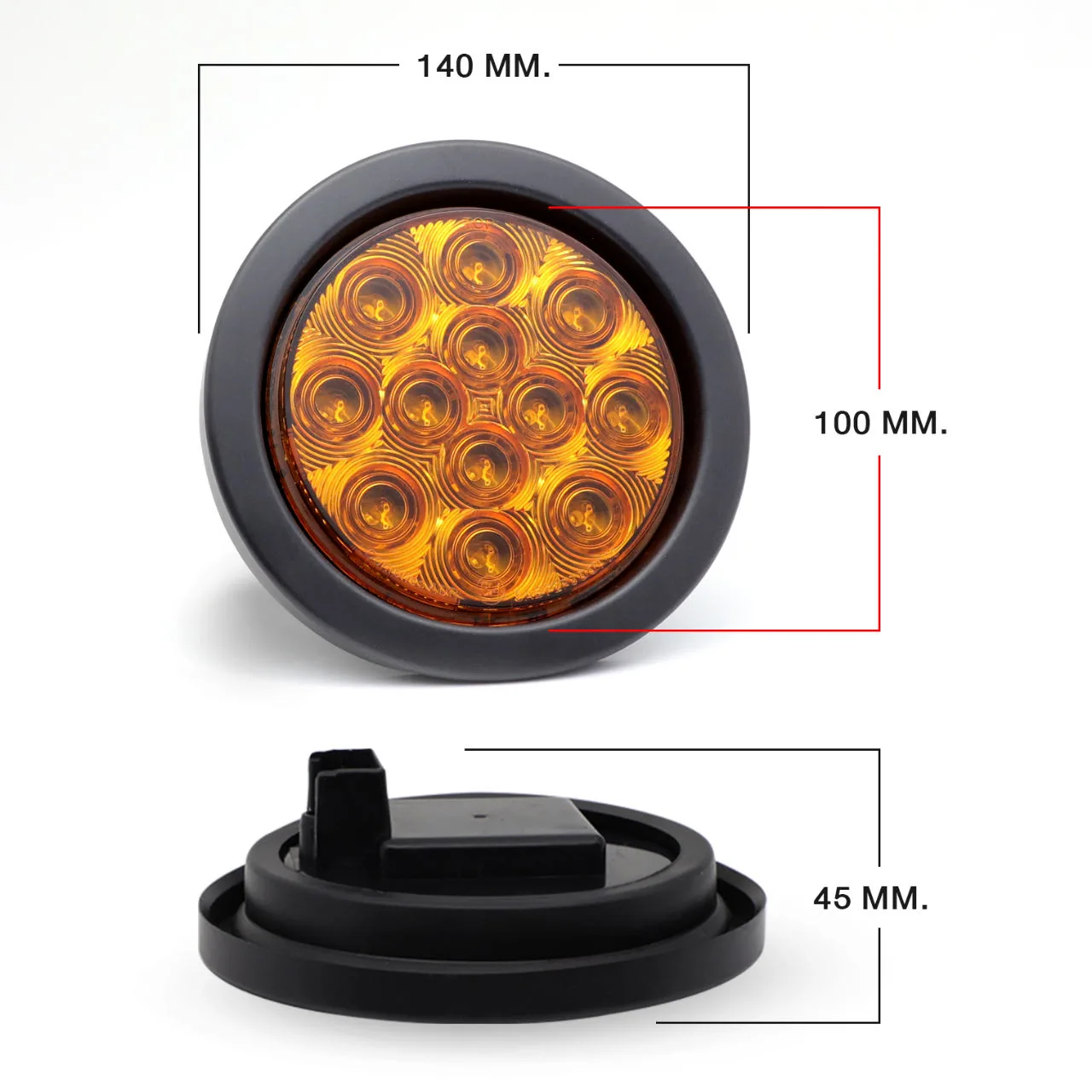 F3 Piranha 12 diodes sealed stop turn tail light - lens detail
