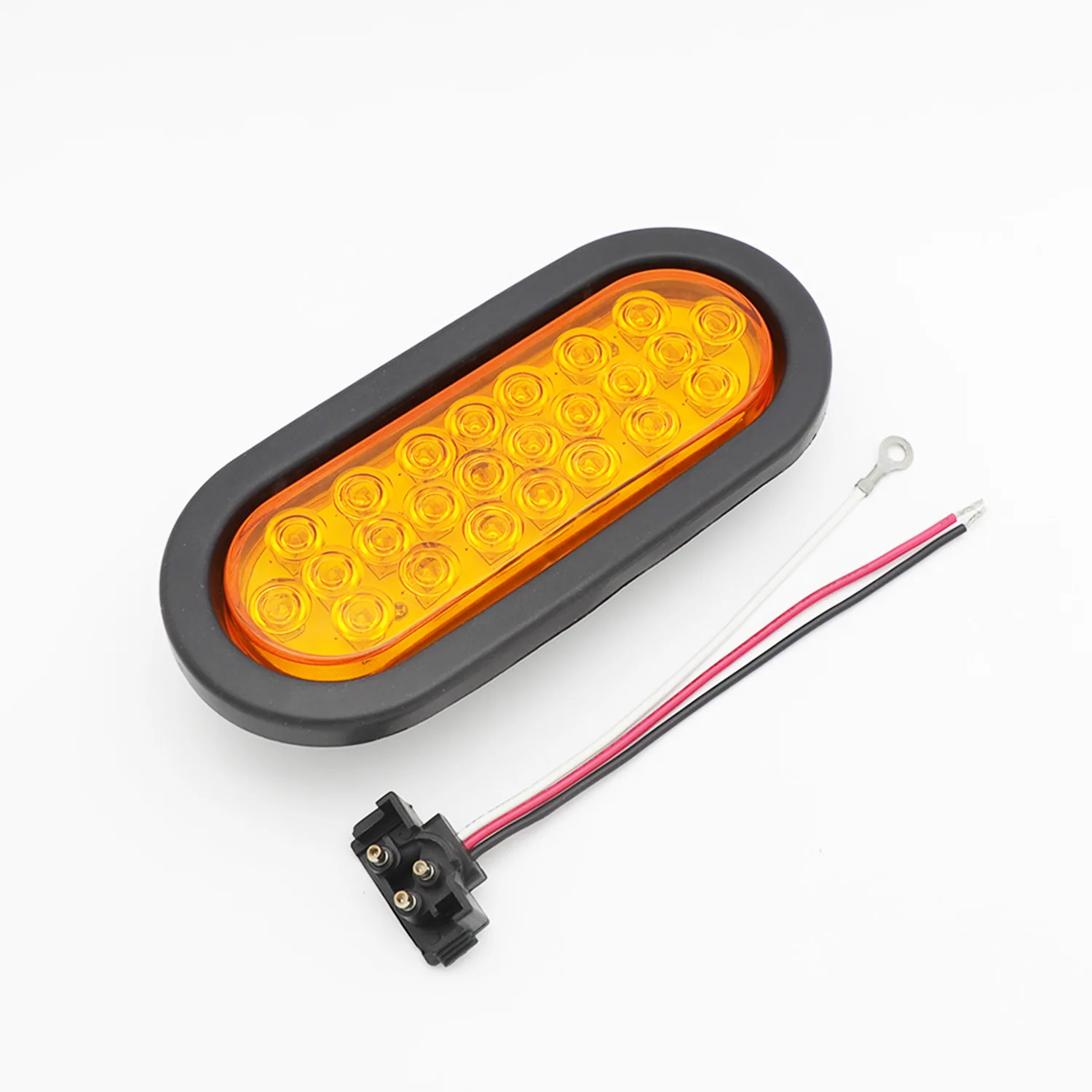 Rubber grommet 6 inch oval F3 Piranha 24 LED trailer tail light - angled view
