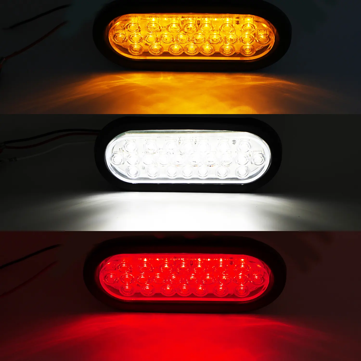 Rubber grommet 6 inch oval F3 Piranha 24 LED trailer tail light - installed view