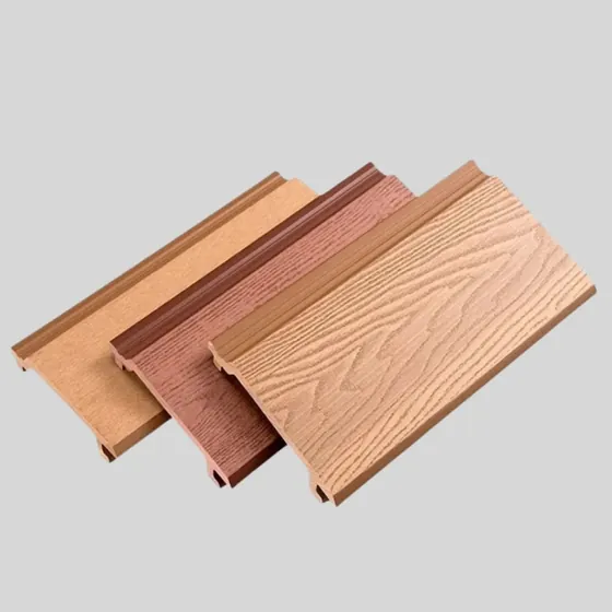 Outdoor WPC wall panel cladding boards with an embossed wood grain surface