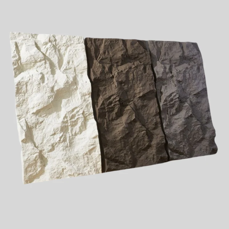 PU stone wall panel edge view showing the panel thickness and relief
