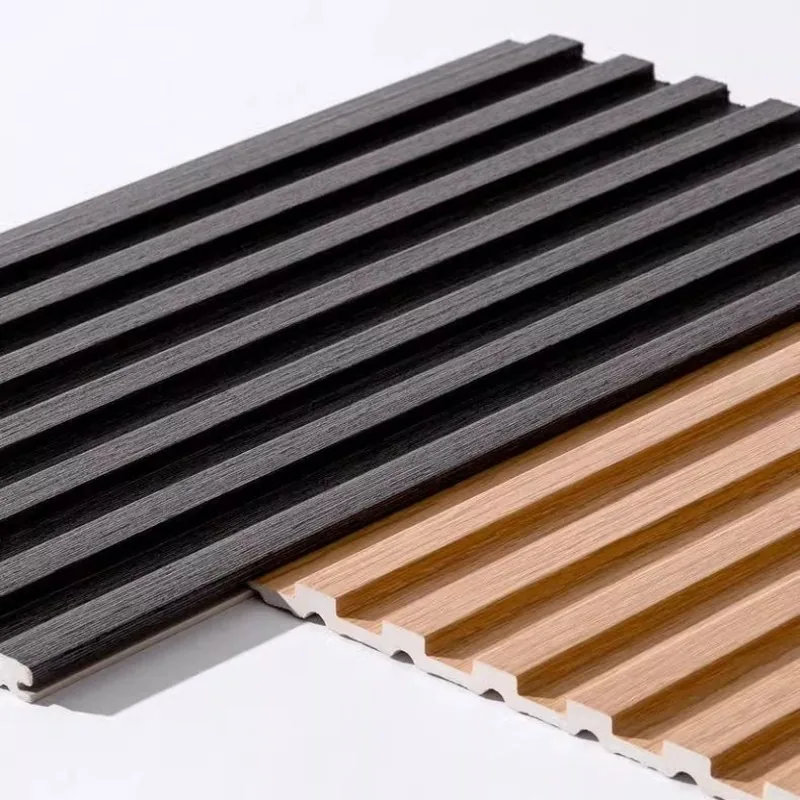 WPC interior wall panel end view showing the fluted section