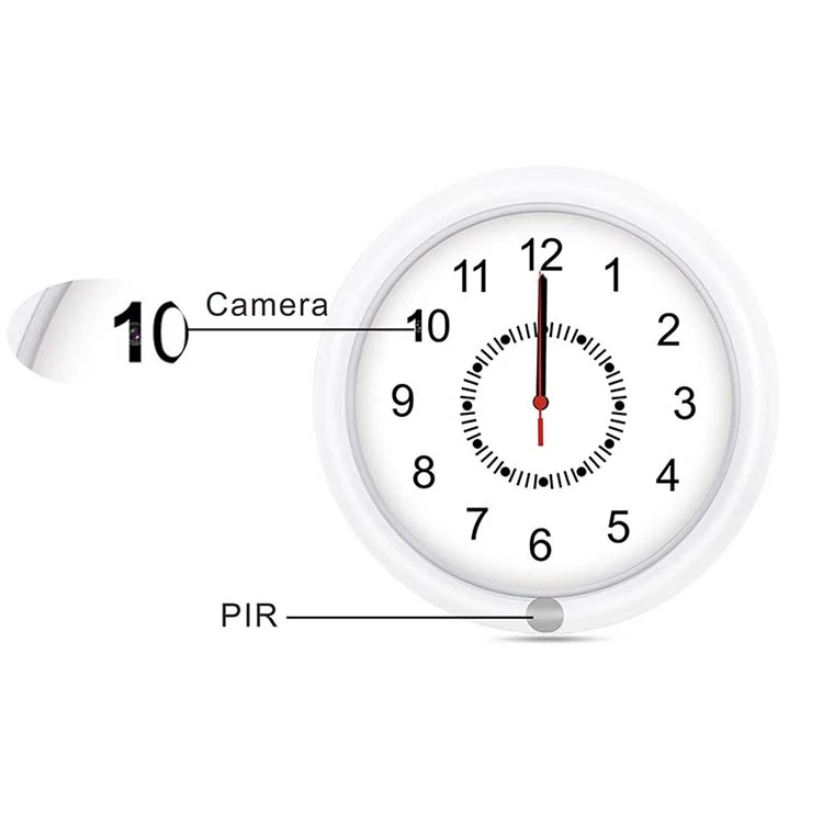 Battery Wall Clock Camera DVR-1080PWC shown from the front