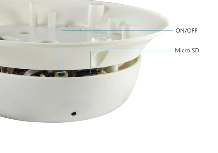 Smoke Detector Style WiFi Camera WF-720SMK side view showing the camera housing