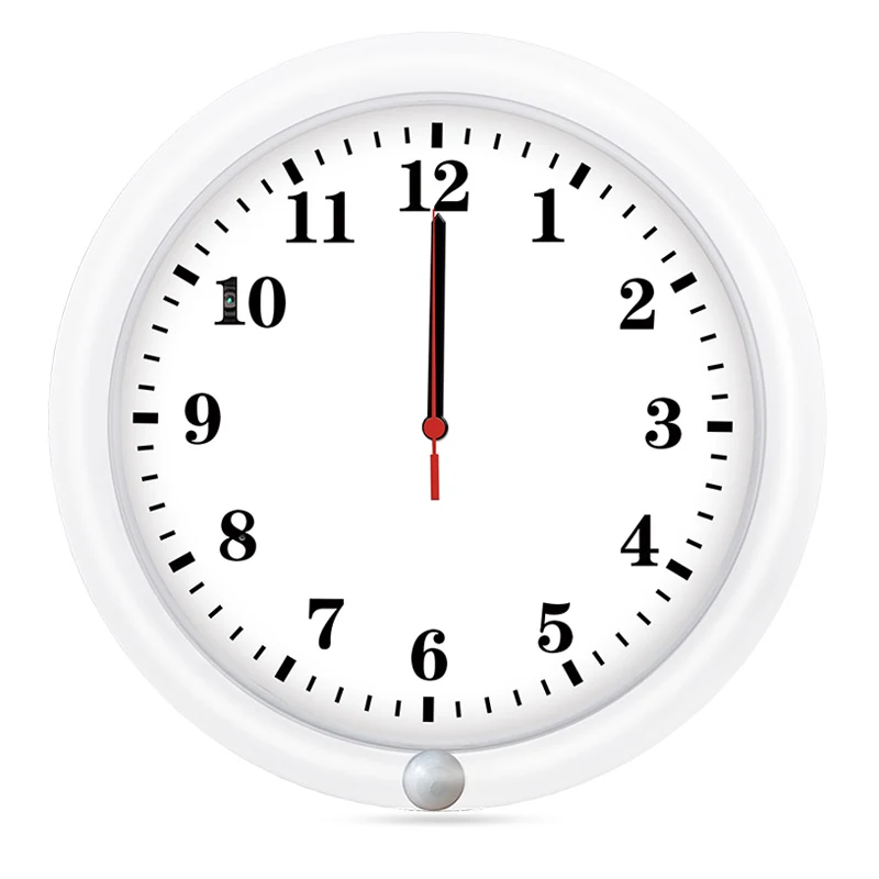 WiFi Wall Clock Camera In White Or Black WF-720PWC side view showing the camera housing