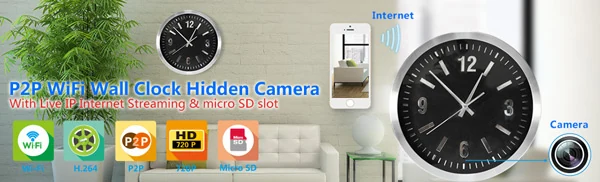 Stainless WiFi Wall Clock Camera WF-720WCC product view 5 of 7