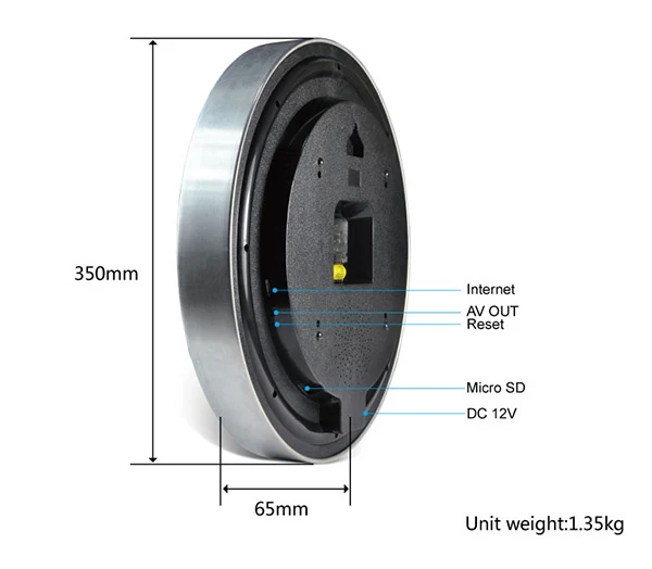 Stainless WiFi Wall Clock Camera WF-720WCC shown from the front