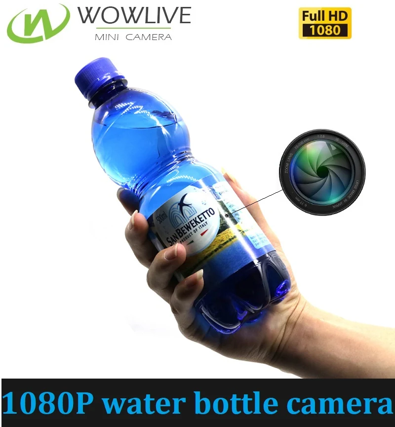 Refillable Water Bottle Camera DVR-1080WB side view showing the camera housing
