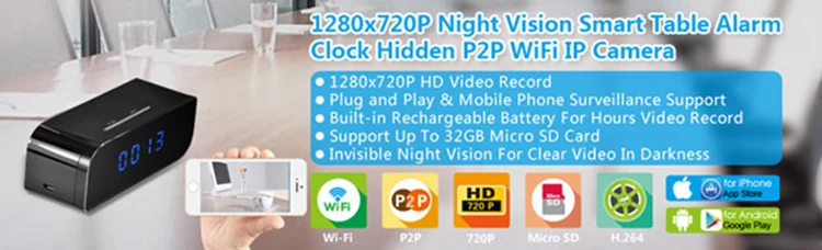 720P WiFi Alarm Clock Camera WF-720SAC product view 10 of 10