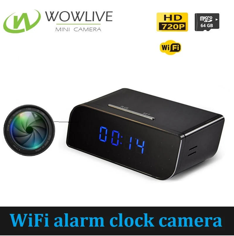 720P WiFi Alarm Clock Camera WF-720SAC side view showing the camera housing