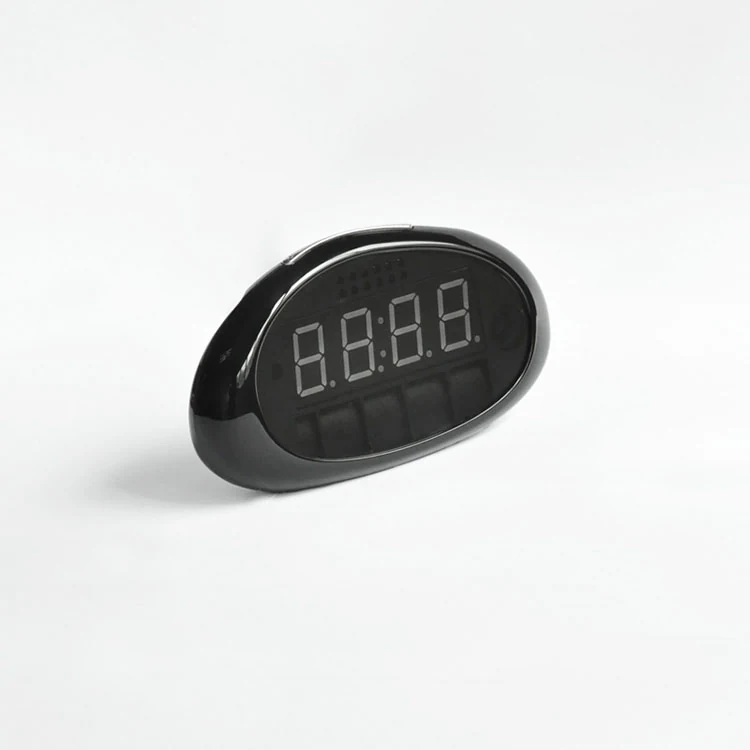 Compact WiFi Alarm Clock Camera WF-1080DAC detail view of the lens and controls