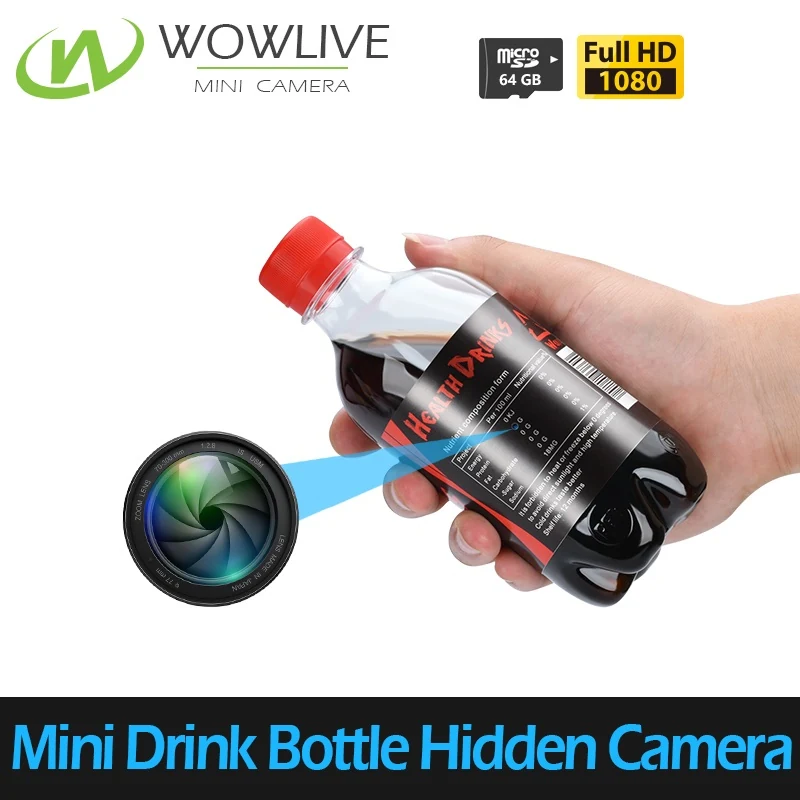 Slim Drink Bottle Camera DVR-1080SWB side view showing the camera housing