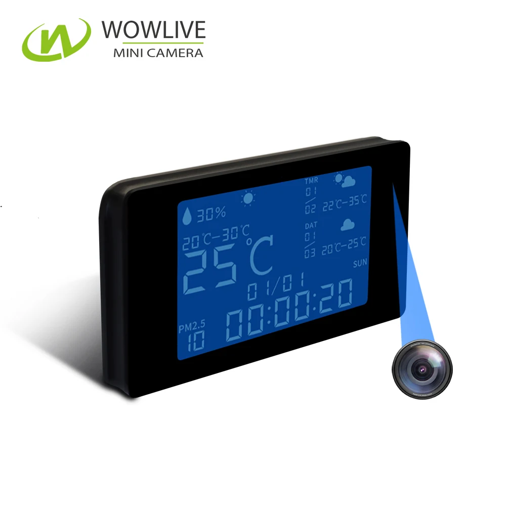 WiFi Weather Station Clock Camera WF-1080WCL side view showing the camera housing
